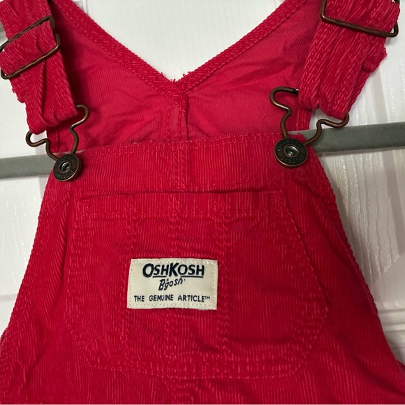 Girls Oshkosh B'gosh Toddler Red corduroy bib overall jumper size 18 months - Picture 2 of 6